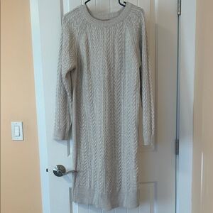 Chic Beige Cable Knit Sweater Dress